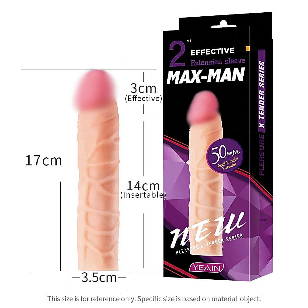 YEAIN【夜櫻-仿真陽具加長30mm增粗猛男套】Max-Man Effective Extension Sleeve For Men