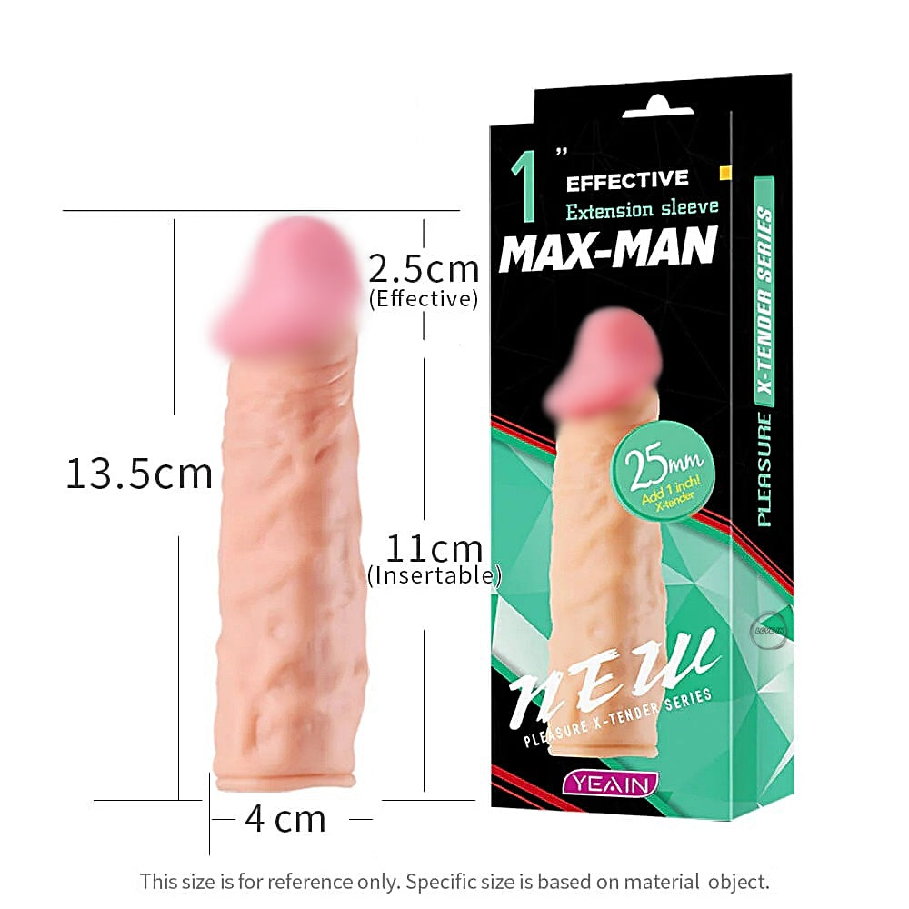 YEAIN【夜櫻-仿真陽具增粗加長25mm猛男套】Max-Man Thickening Extension Sleeve For Men