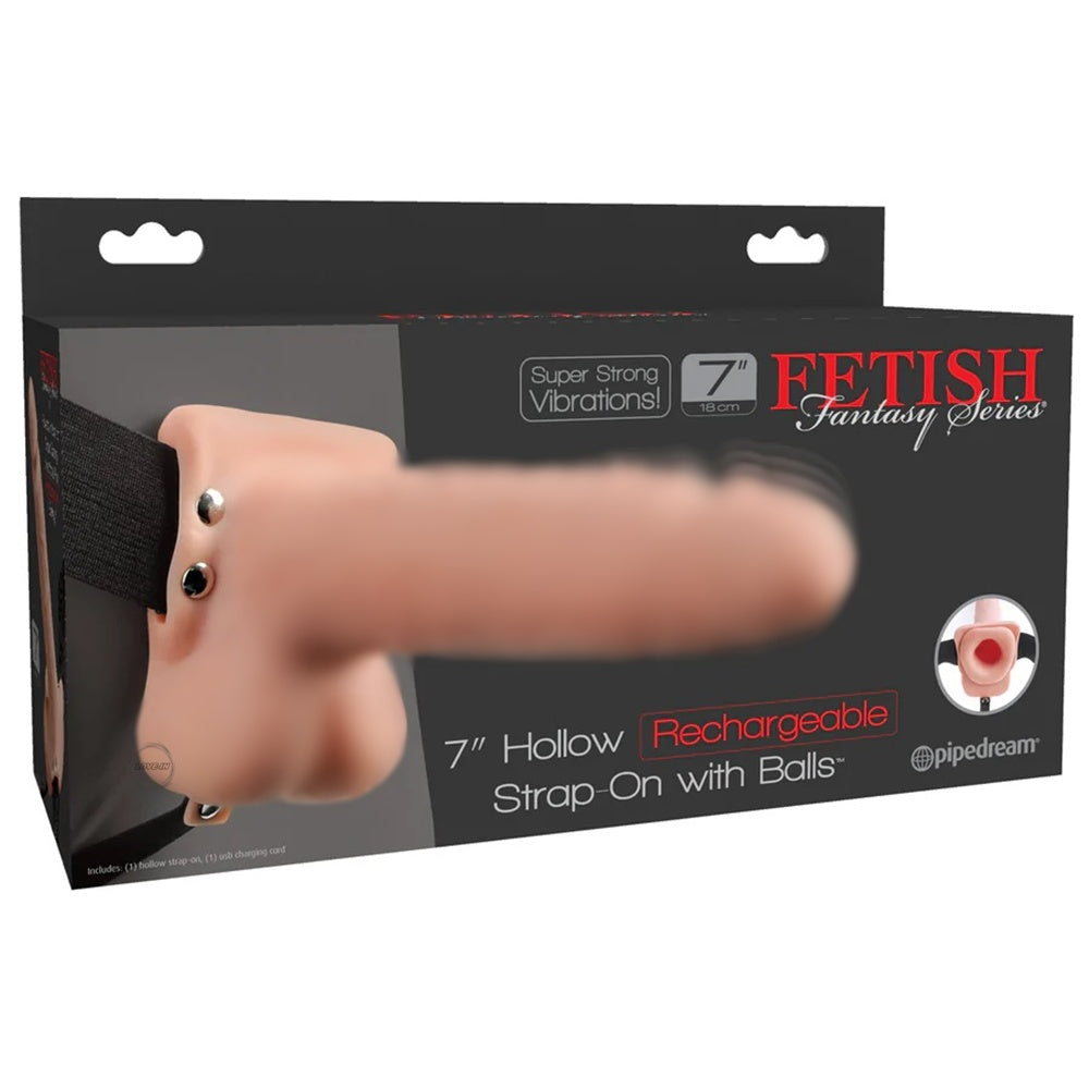 Pipedream【栩栩如生｜USB充電｜10 頻強烈震動｜穿戴式中空棒】7" Rechargeable Vibrating Hollow Strap-On Dildo