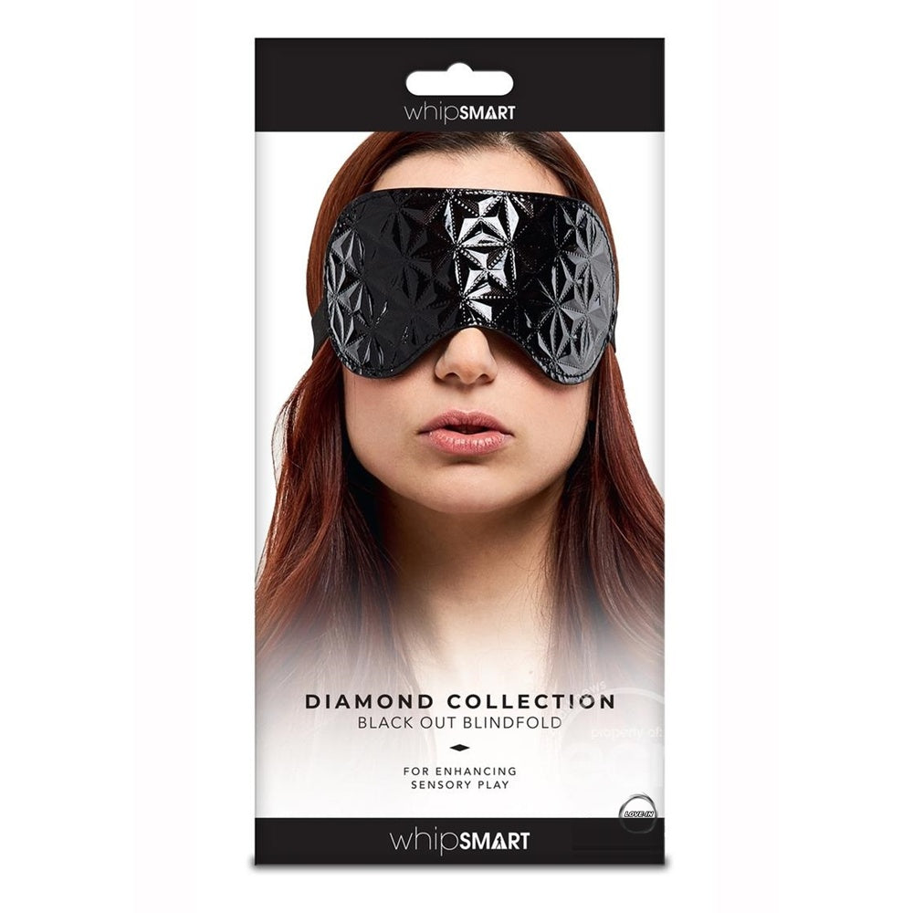 WhipSmart【華麗黑藍鑽石紋理圖案全遮蔽眼罩】Black Out Blindfold – Black