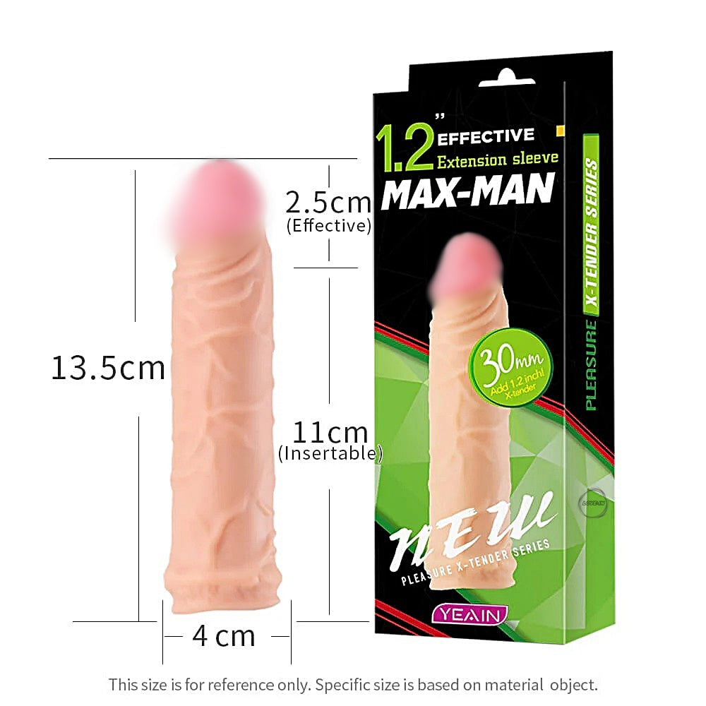 YEAIN【夜櫻-仿真陽具加長25mm增粗猛男套】Max-Man Effective Extension Sleeve For Men