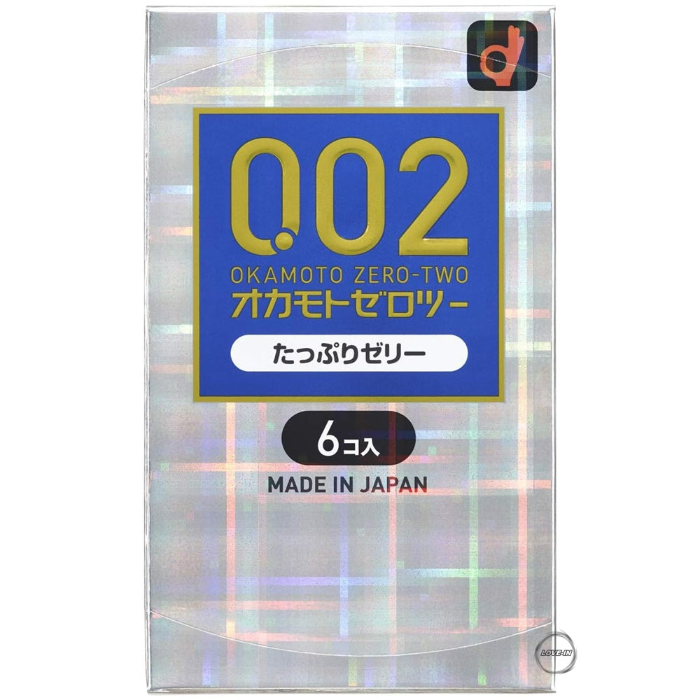 Okamoto【岡本 薄度均一 0.02 超潤滑 (日本版) 安全套 6個裝】オカモト ゼロゼロツー 0.02ミリ たっぷりゼリー　6個入り