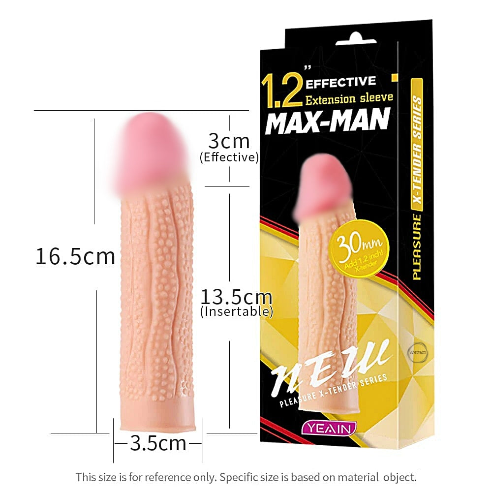 YEAIN【夜櫻-仿真陽具增粗加長30mm猛男套】Max-Man Thickening Extension Sleeve For Men