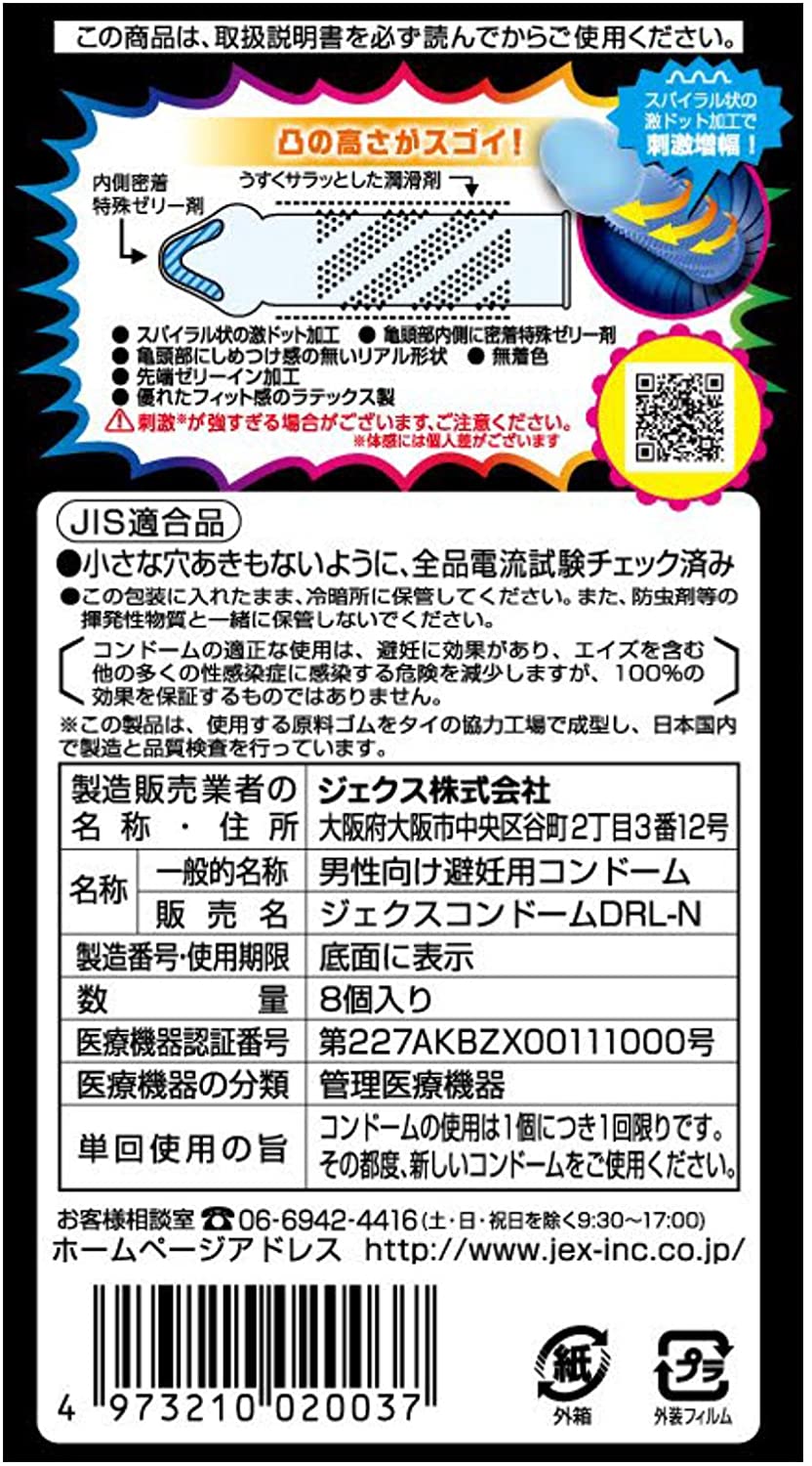 JEX【激點保險套 持久玩法版 8個裝】コンドーム 激ドット ロングプレイタイプ 8個入