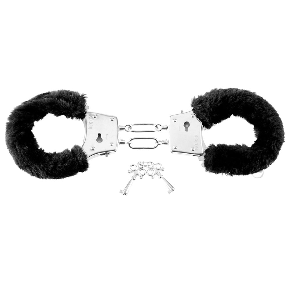 Pipedream【初學者毛毛套金屬手扣-黑色】Fetish Fantasy Series-Beginner's Furry Cuffs-Black