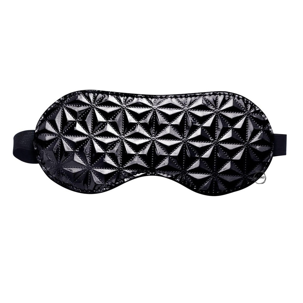 WhipSmart【華麗黑藍鑽石紋理圖案全遮蔽眼罩】Black Out Blindfold – Black