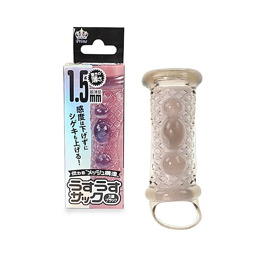 Prime【超薄三連黑肉棒套 】うすうすサック 3連 ブラック