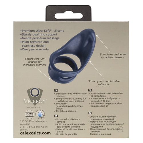 CalExotics【增強耐力｜提高勃起｜挑逗會陰｜彈性雙支撐環】Viceroy Perineum Dual Ring Silicone Cock Ring