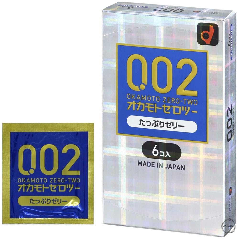 Okamoto【岡本 薄度均一 0.02 超潤滑 (日本版) 安全套 6個裝】オカモト ゼロゼロツー 0.02ミリ たっぷりゼリー　6個入り
