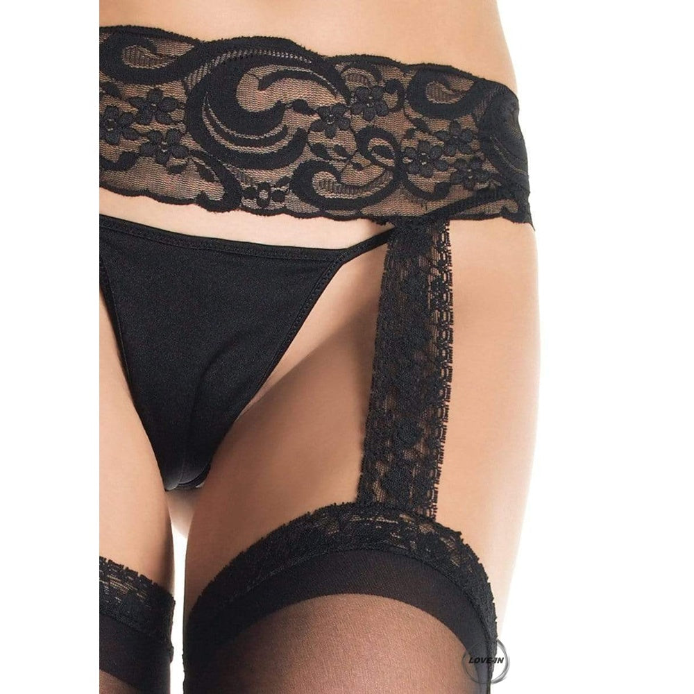 Leg Avenue【喱士繡花吊襪帶連貫誘人絲襪】Plus Thea Garter Belt Thigh Highs