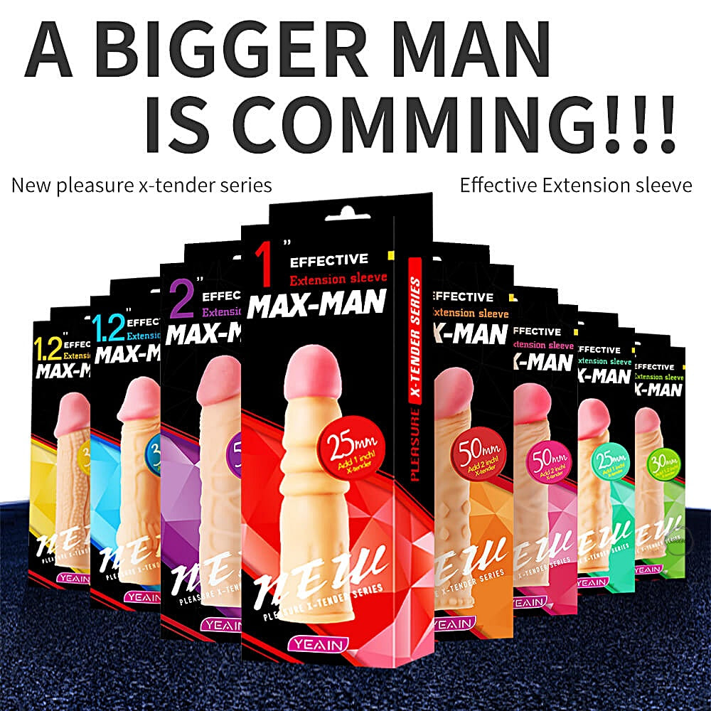 YEAIN【夜櫻-仿真陽具加長35mm增粗猛男套】Max-Man Effective Extension Sleeve For Men