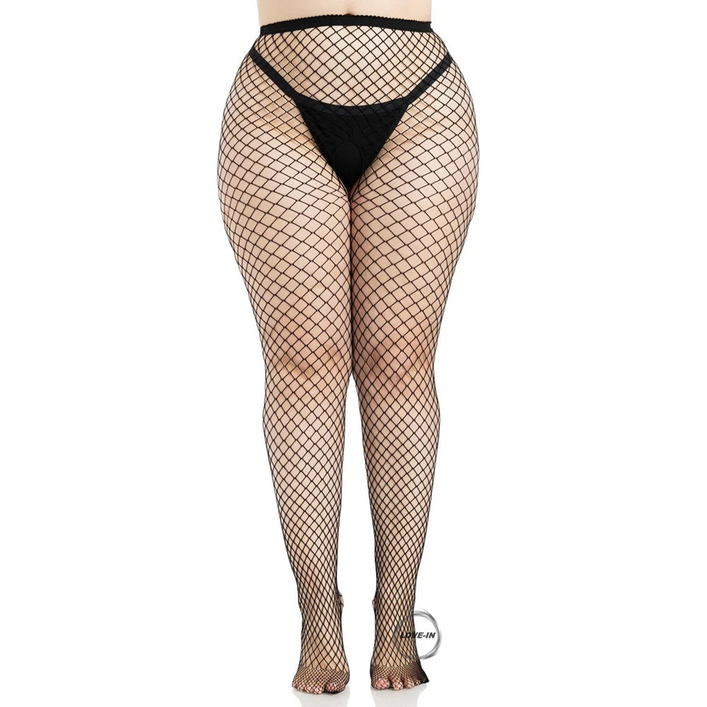 Leg Avenue【華麗別緻性感魚網吊帶連身襪】Maddie Plus Industrial Net Suspender Tights