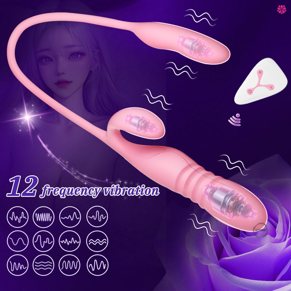 YEAIN【夜櫻-情趣雙頭推力震動棒-配遙控】AMOROUS ROD – Thrusting Duoble Headed Vibrator
