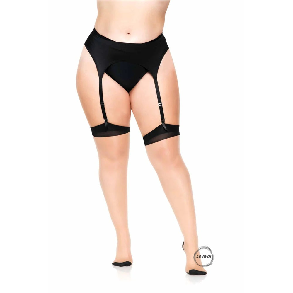 Leg Avenue【型格高對比雙色腿背修長直線誘人絲襪】Plus Grace Cuban Contrast Heel Stockings