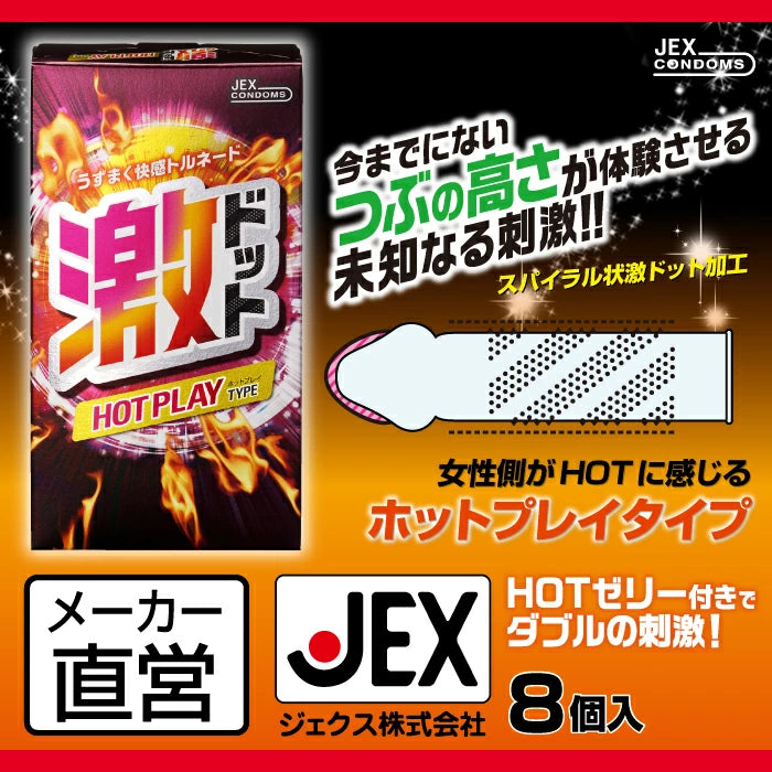 JEX【激點保險套 熱感玩法版 8個裝】コンドーム 激ドット ホットプレイタイプ 8個入