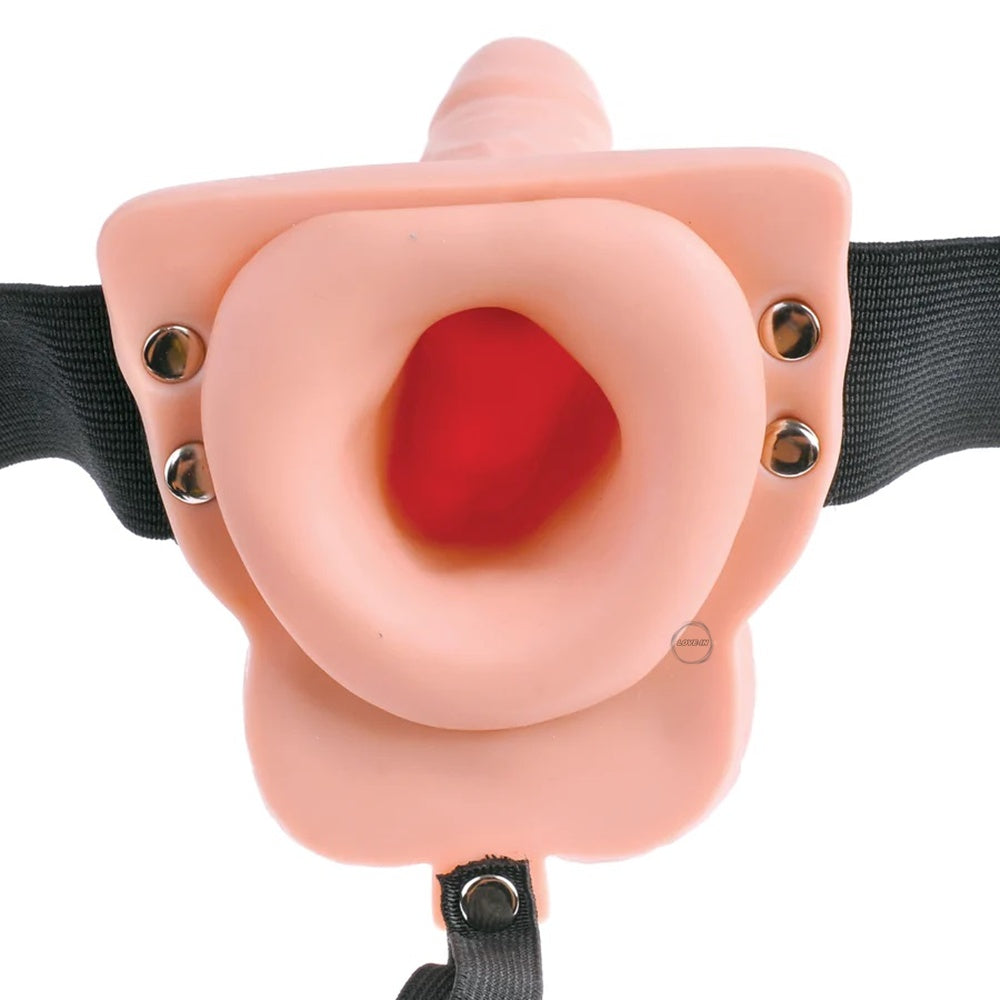 Pipedream【栩栩如生｜USB充電｜無線遙控｜10 頻強烈震動｜穿戴式中空棒】6" Rechargeable Vibrating Hollow Strap-On Dildo with Remote