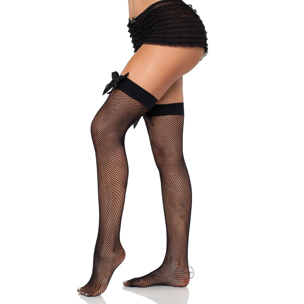 Leg Avenue【可愛造型-緞面蝴蝶結經典微型魚網絲襪】Josi Fishnet Thigh Highs