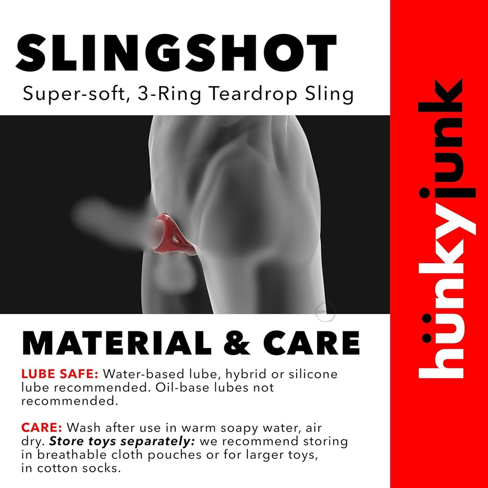 hünkyjunk【混合式矽膠增強淚滴形持久環】Slingshot Silicone 3 Ring Teardrop Cock Ring