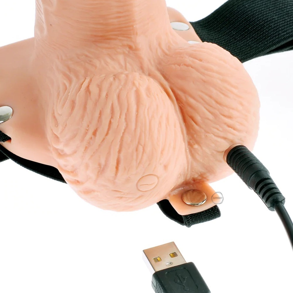 Pipedream【栩栩如生｜USB充電｜無線遙控｜10 頻強烈震動｜穿戴式中空棒】6" Rechargeable Vibrating Hollow Strap-On Dildo with Remote