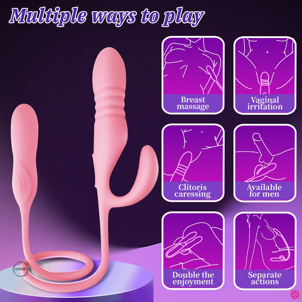YEAIN【夜櫻-情趣雙頭推力震動棒-配遙控】AMOROUS ROD – Thrusting Duoble Headed Vibrator