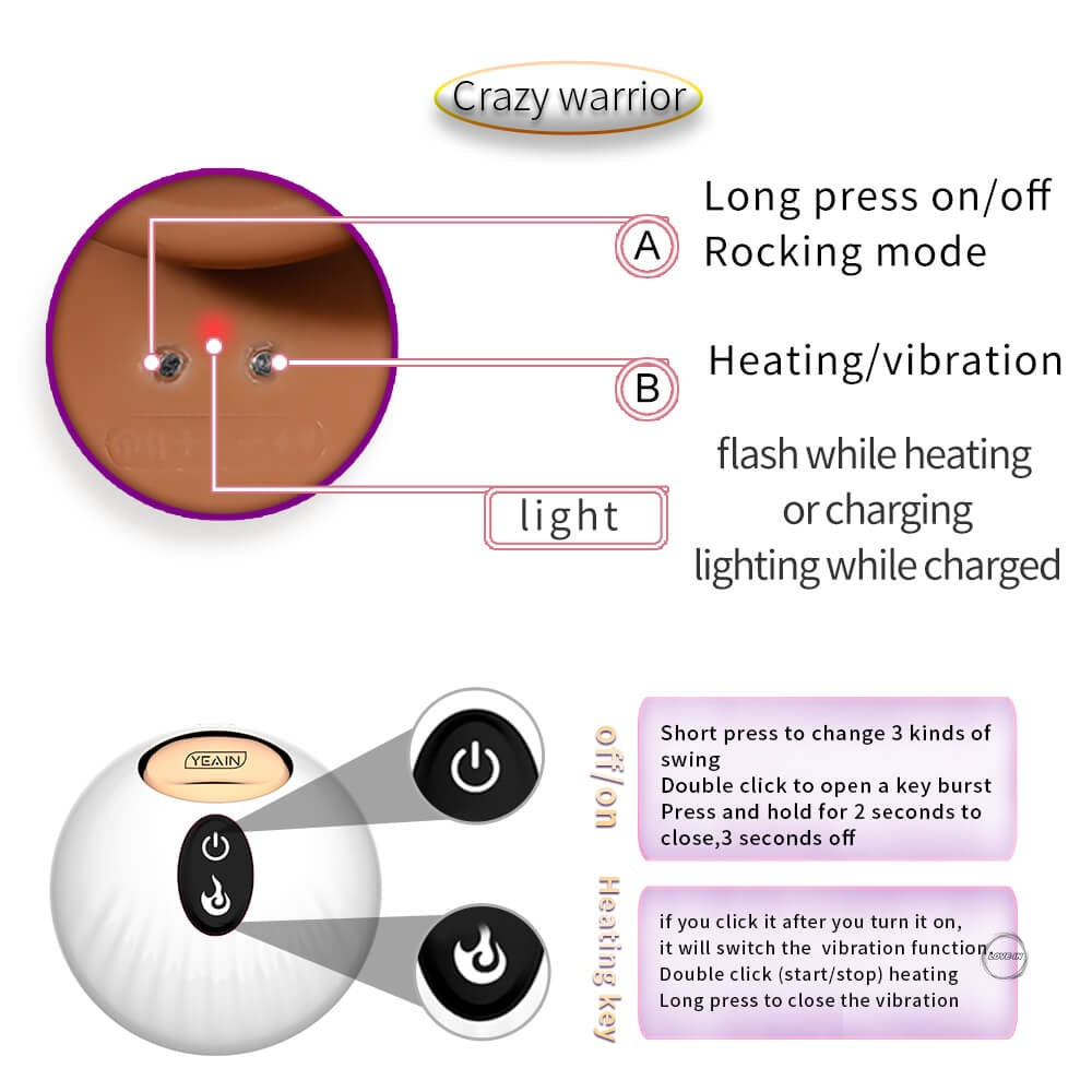 YEAIN【夜櫻-小魔王-無線遙控加溫搖擺震動逼真按摩棒 】 Little devil swing vibration heating realistic dildo