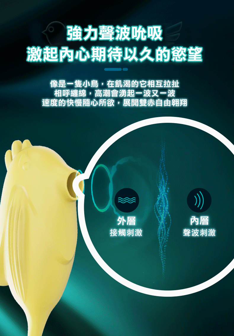 YEAIN【夜櫻精靈鳥-拍打吮啜器】Spirit Bird Pulse Slap Sucking & G Spot Vibrator