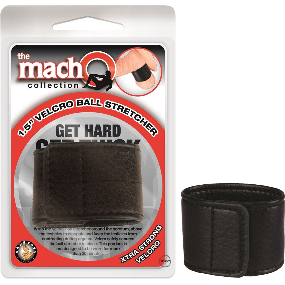 Nasstoys【大男子-1.5寸魔術貼睪丸拉伸器】The Macho Collection 1.5" Velcro Ball Stretcher – Black