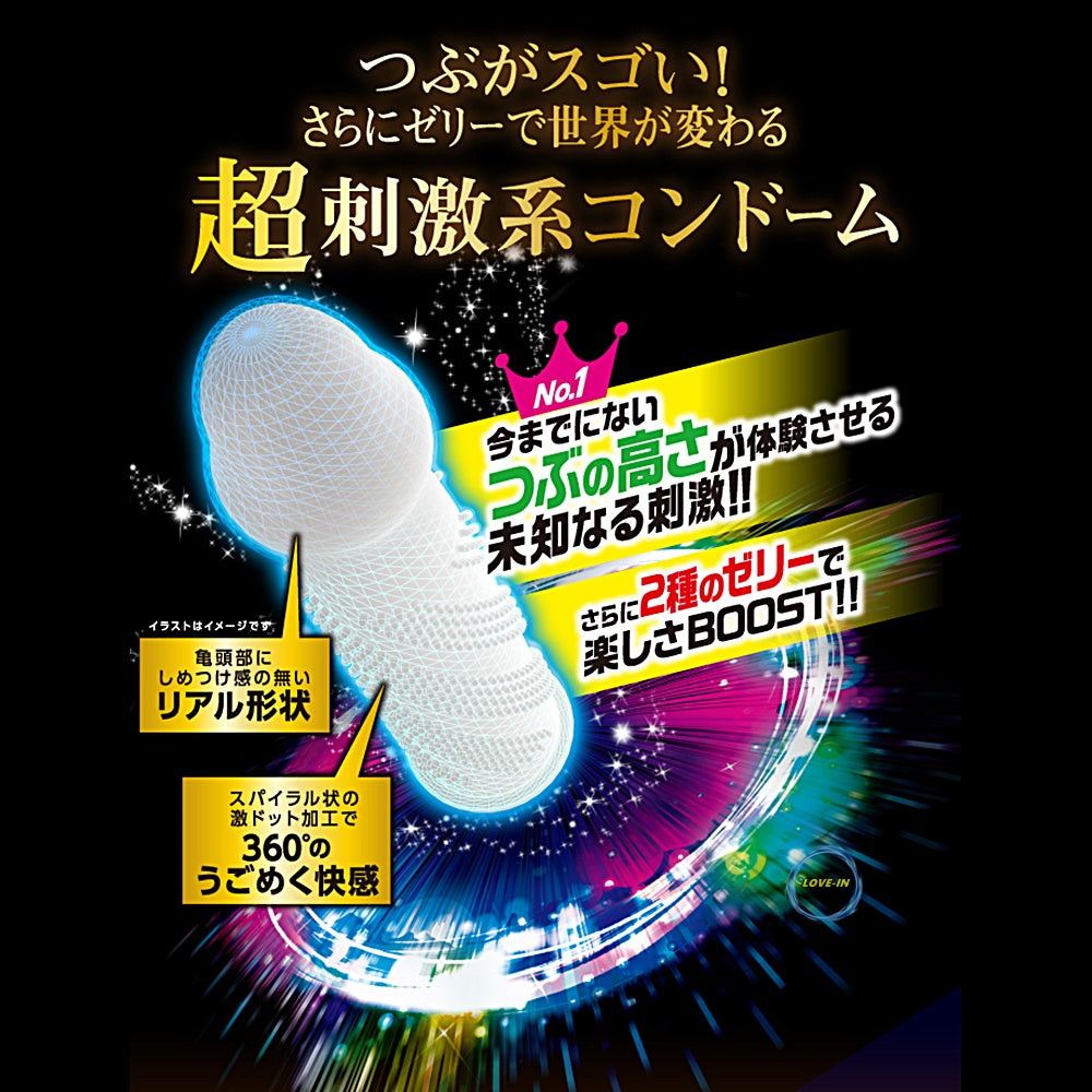 JEX【激點保險套 熱感玩法版 8個裝】コンドーム 激ドット ホットプレイタイプ 8個入