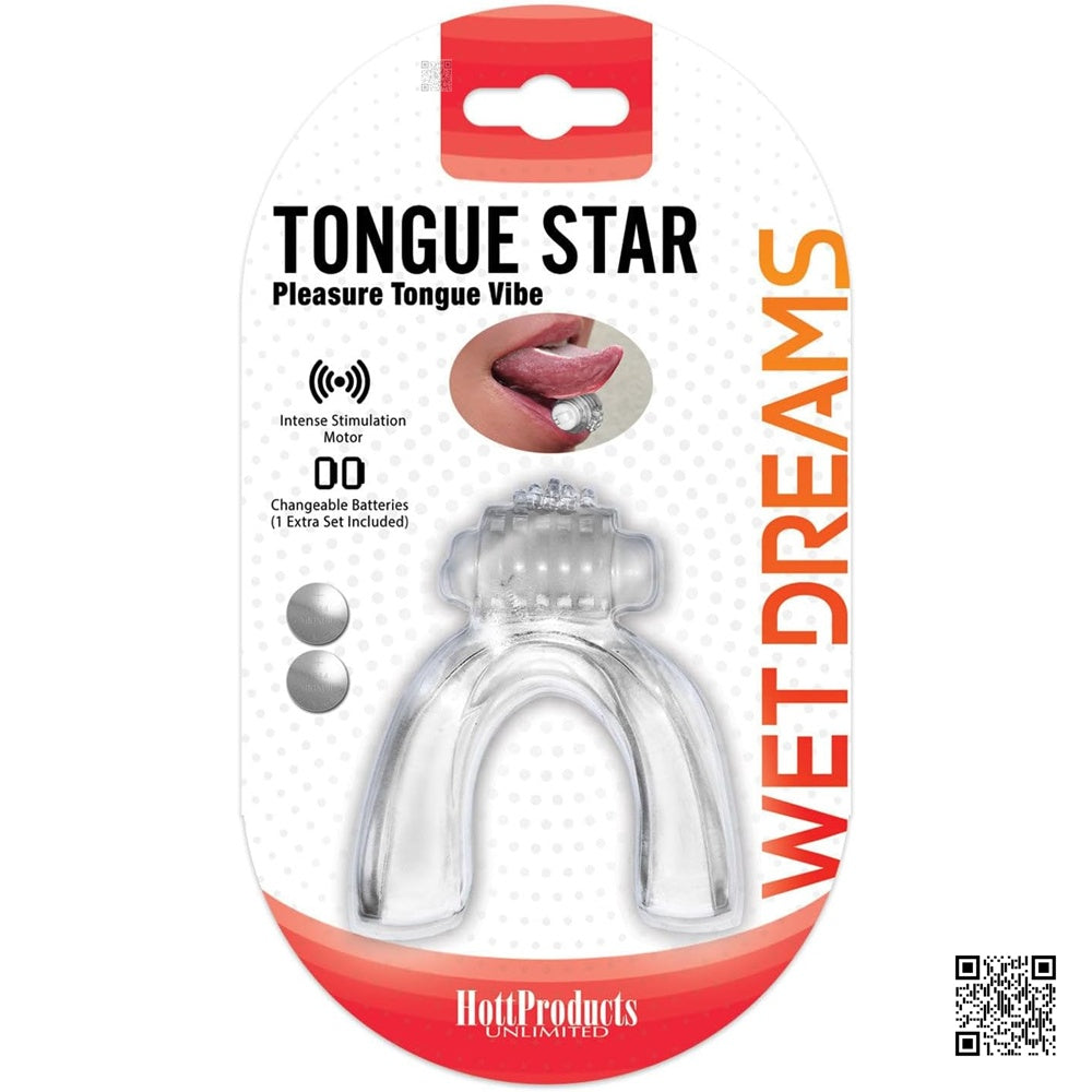 Hott Products【超級強勁馬達｜可更換電池｜凹凸外型增加磨擦快感｜讓人尖叫的口腔振動器】Tongue Star Pleasure Tongue Vibe Clear